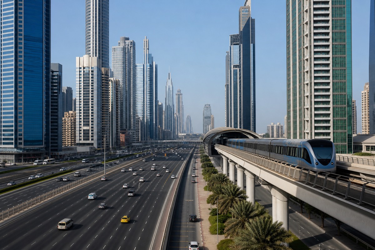 Emirates Towers Metro station beside Sheikh Zayed Road, the route to the Museum of the Future in Dubai